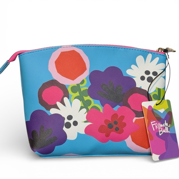 French Bull Handbags - French Bull Floral Bright Blue Cosmetic Bag